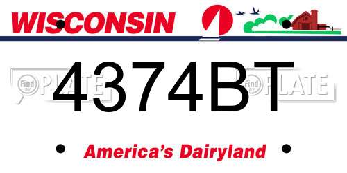 4374BT Wisconsin License Plate