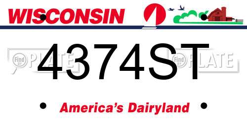 4374ST Wisconsin License Plate