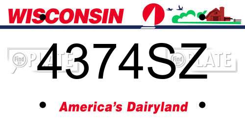 4374SZ Wisconsin License Plate