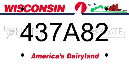 437A82 Wisconsin License Plate