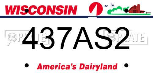 437AS2 Wisconsin License Plate