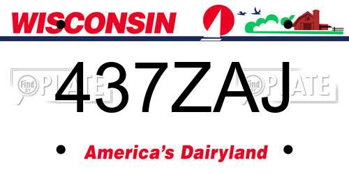 437ZAJ Wisconsin License Plate