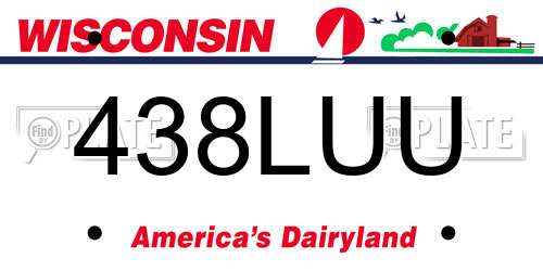 438LUU Wisconsin License Plate
