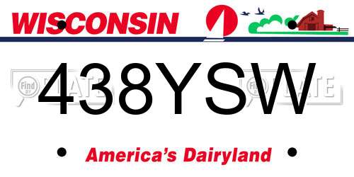 438YSW Wisconsin License Plate
