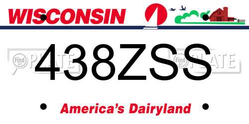 438ZSS Wisconsin License Plate