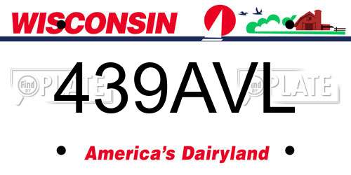 439AVL Wisconsin License Plate