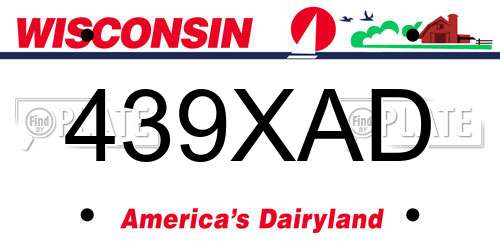 439XAD Wisconsin License Plate