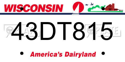 43DT815 Wisconsin License Plate