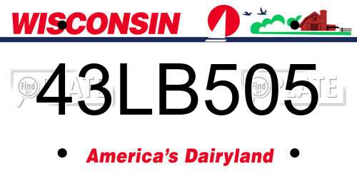 43LB505 Wisconsin License Plate