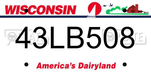 43LB508 Wisconsin License Plate
