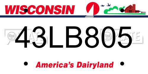 43LB805 Wisconsin License Plate