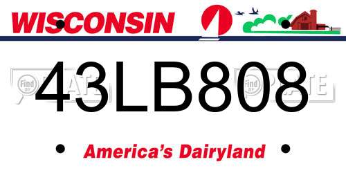 43LB808 Wisconsin License Plate
