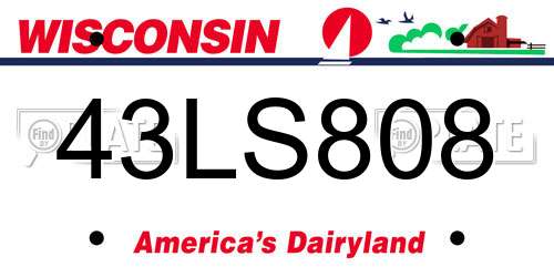 43LS808 Wisconsin License Plate