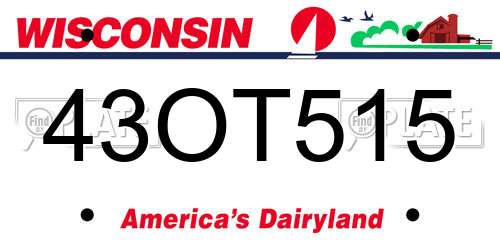 43OT515 Wisconsin License Plate