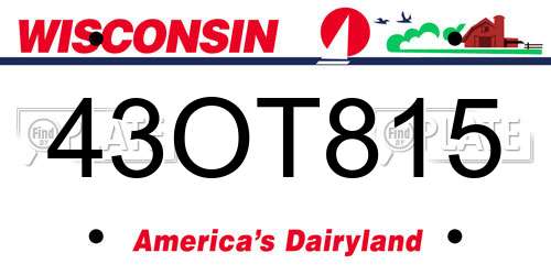 43OT815 Wisconsin License Plate