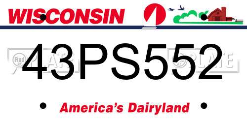 43PS552 Wisconsin License Plate