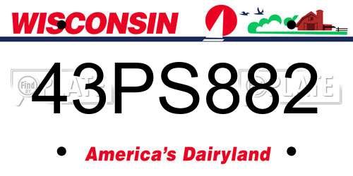 43PS882 Wisconsin License Plate