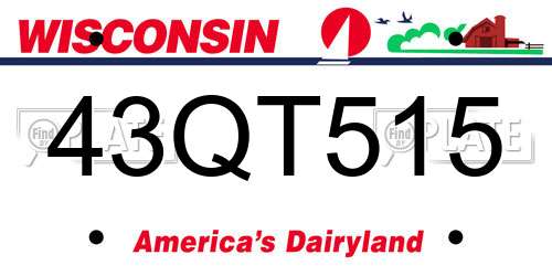 43QT515 Wisconsin License Plate