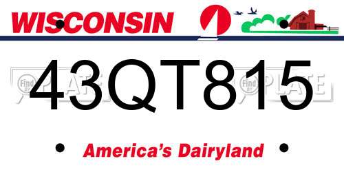 43QT815 Wisconsin License Plate