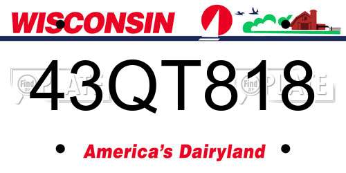 43QT818 Wisconsin License Plate