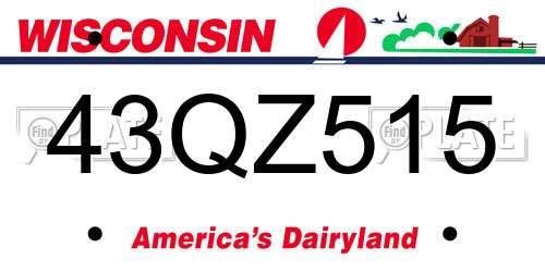 43QZ515 Wisconsin License Plate