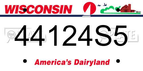 44124S5 Wisconsin License Plate
