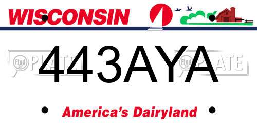 443AYA Wisconsin License Plate