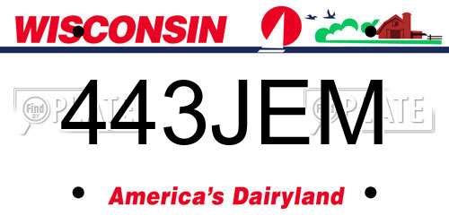 443JEM Wisconsin License Plate