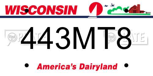 443MT8 Wisconsin License Plate