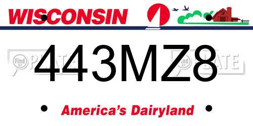 443MZ8 Wisconsin License Plate