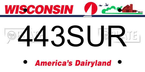 443SUR Wisconsin License Plate