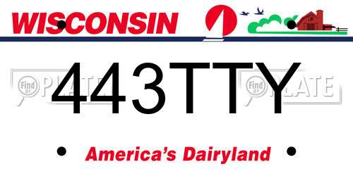 443TTY Wisconsin License Plate