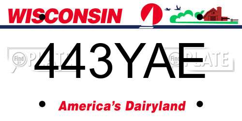 443YAE Wisconsin License Plate