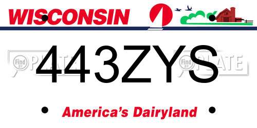 443ZYS Wisconsin License Plate