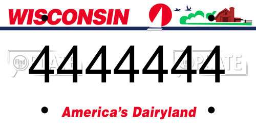 4444444 Wisconsin License Plate