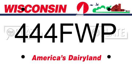 444FWP Wisconsin License Plate