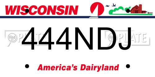 444NDJ Wisconsin License Plate