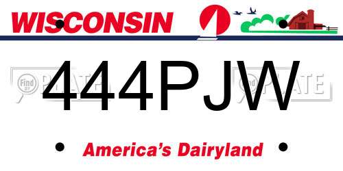 444PJW Wisconsin License Plate