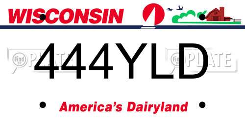 444YLD Wisconsin License Plate