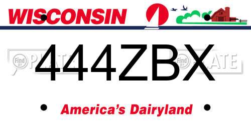 444ZBX Wisconsin License Plate