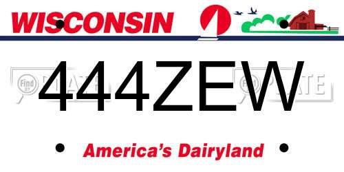 444ZEW Wisconsin License Plate