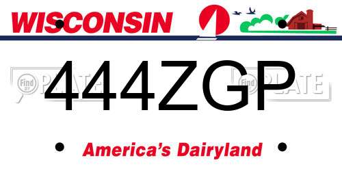 444ZGP Wisconsin License Plate