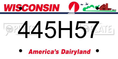 445H57 Wisconsin License Plate