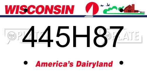 445H87 Wisconsin License Plate