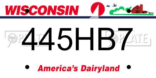 445HB7 Wisconsin License Plate