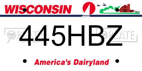 445HBZ Wisconsin License Plate