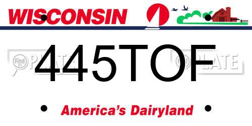 445TOF Wisconsin License Plate