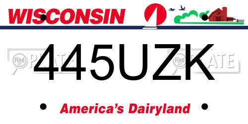445UZK Wisconsin License Plate