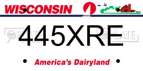 445XRE Wisconsin License Plate