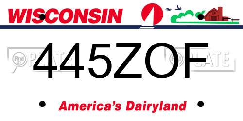 445ZOF Wisconsin License Plate
